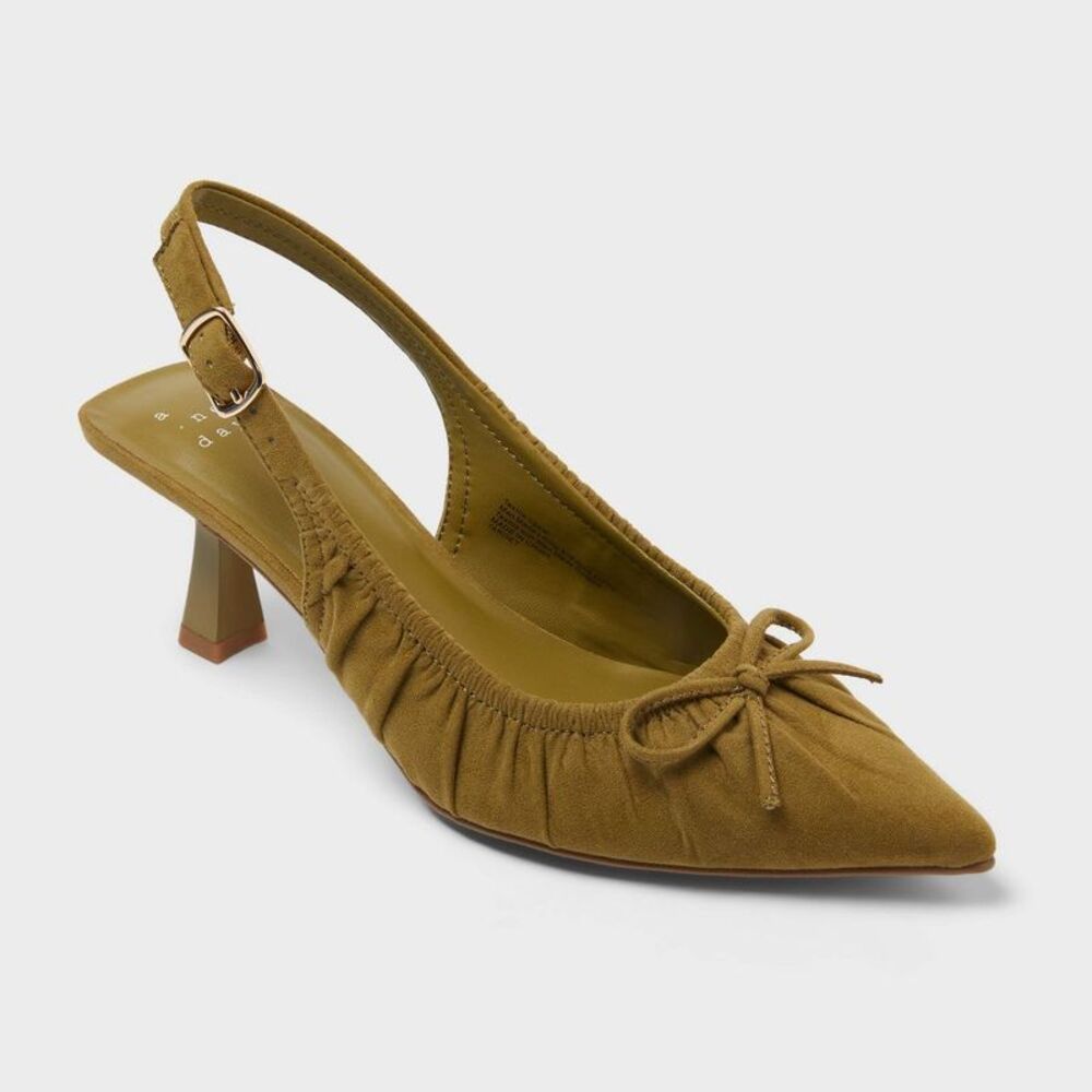 Women's Kam Heels - A New Day Olive Green 9.5